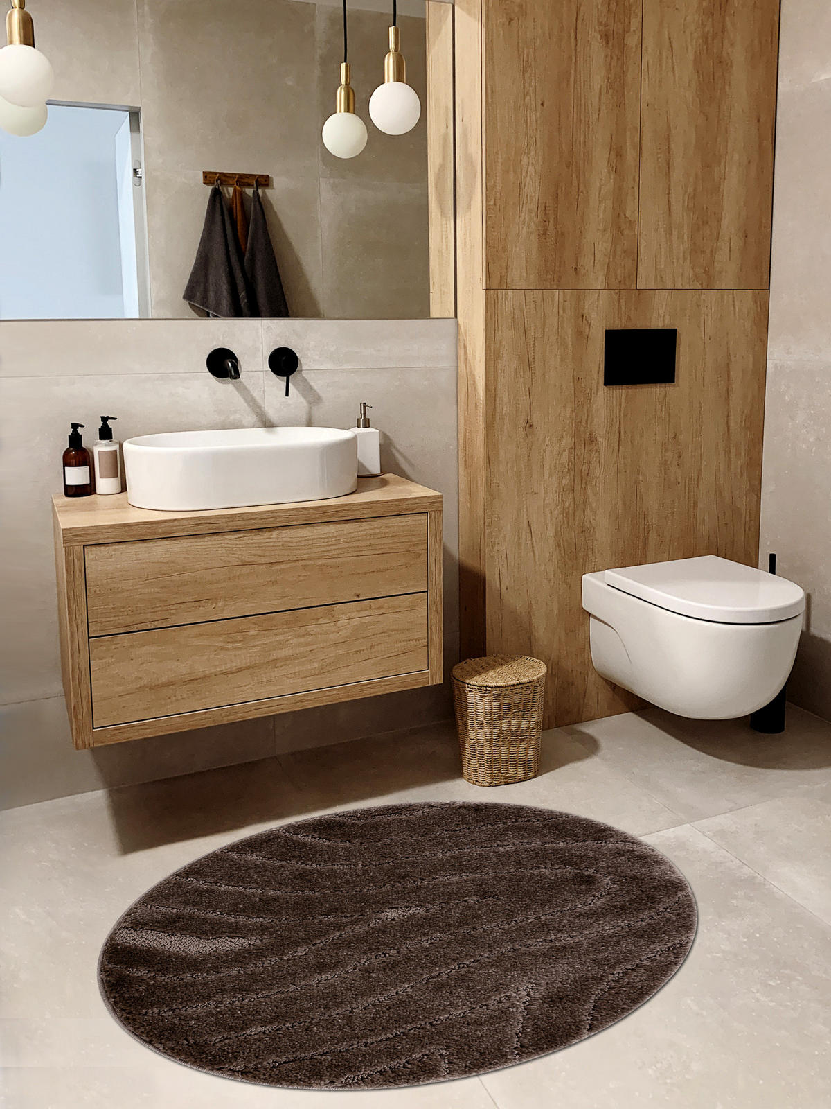 TEPPICH Dywaniki łazienkowe 100 cm - Braun, Textil (100/100cm) - rugsX