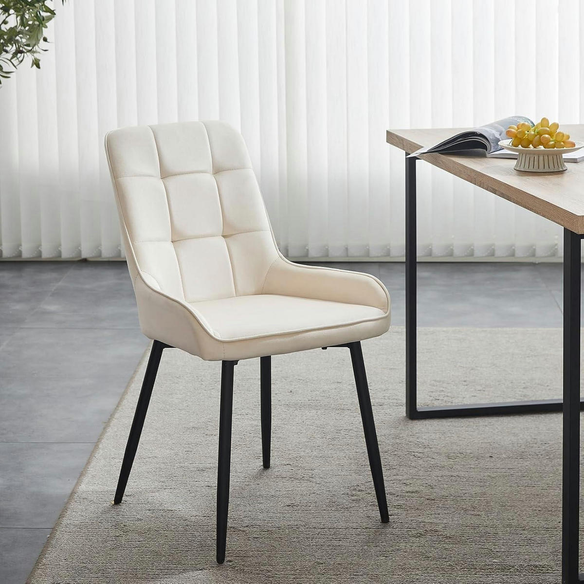 ESSZIMMERSTÜHLE 2er Set Samt Creme - Creme, Textil (48.5/83/40cm)