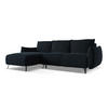ECKSOFA mit Schlaffunktion Samt Stoff Blau - Blau/Schwarz, Textil/Metall (162/242cm) - Makamii