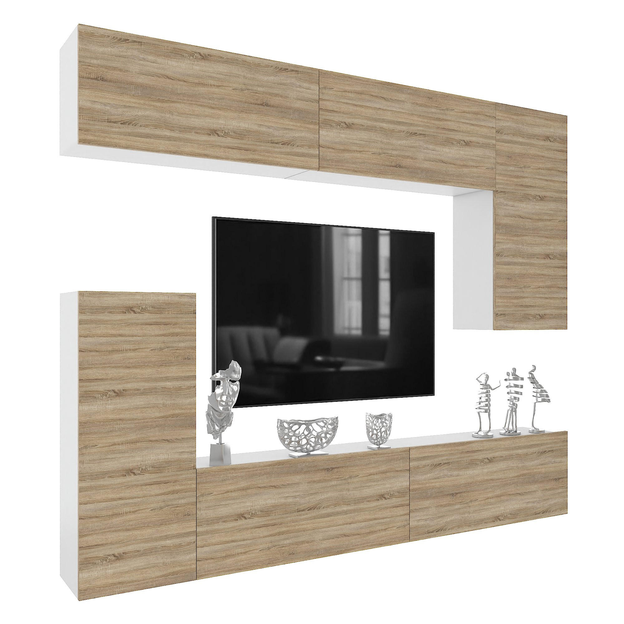 B BELINI GROUP OBÝVACÍ STĚNA Milano 8, Dub Sonoma matný, 250 cm, Bezúchytková