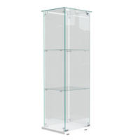 VITRINE, LED-Lichtleiste, 3 Einlageplatten, einzeltür mit Schloss, Weiß - Weiß, Glas (39.8/123.3/35cm) - BRILVERDE