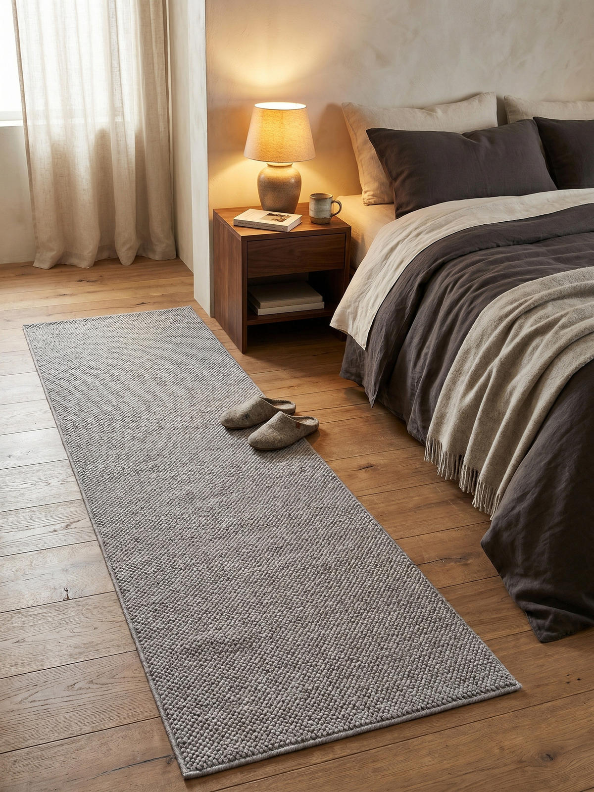 TEPPICH Flachgewebe LANGAU in Silber, meliert, 80 x 250 cm - Silberfarben, Textil (80/250cm) - KADIMA DESIGN