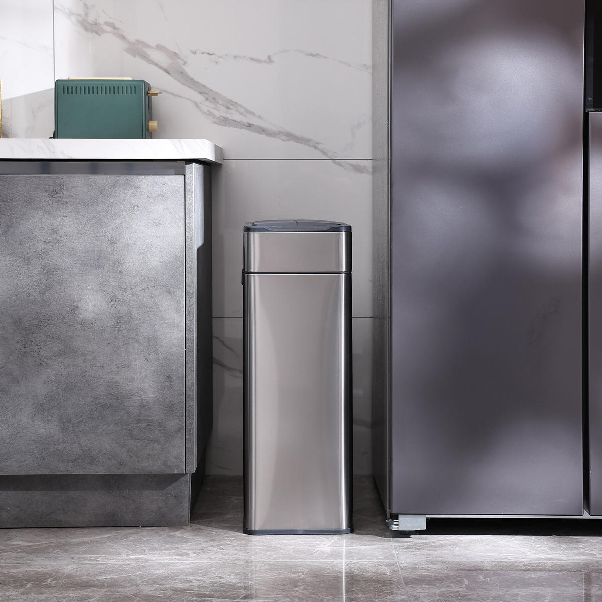 SENSORMÜLLEIMER SE40L Silber - Silberfarben, Metall (23/65/31cm) - SVITA