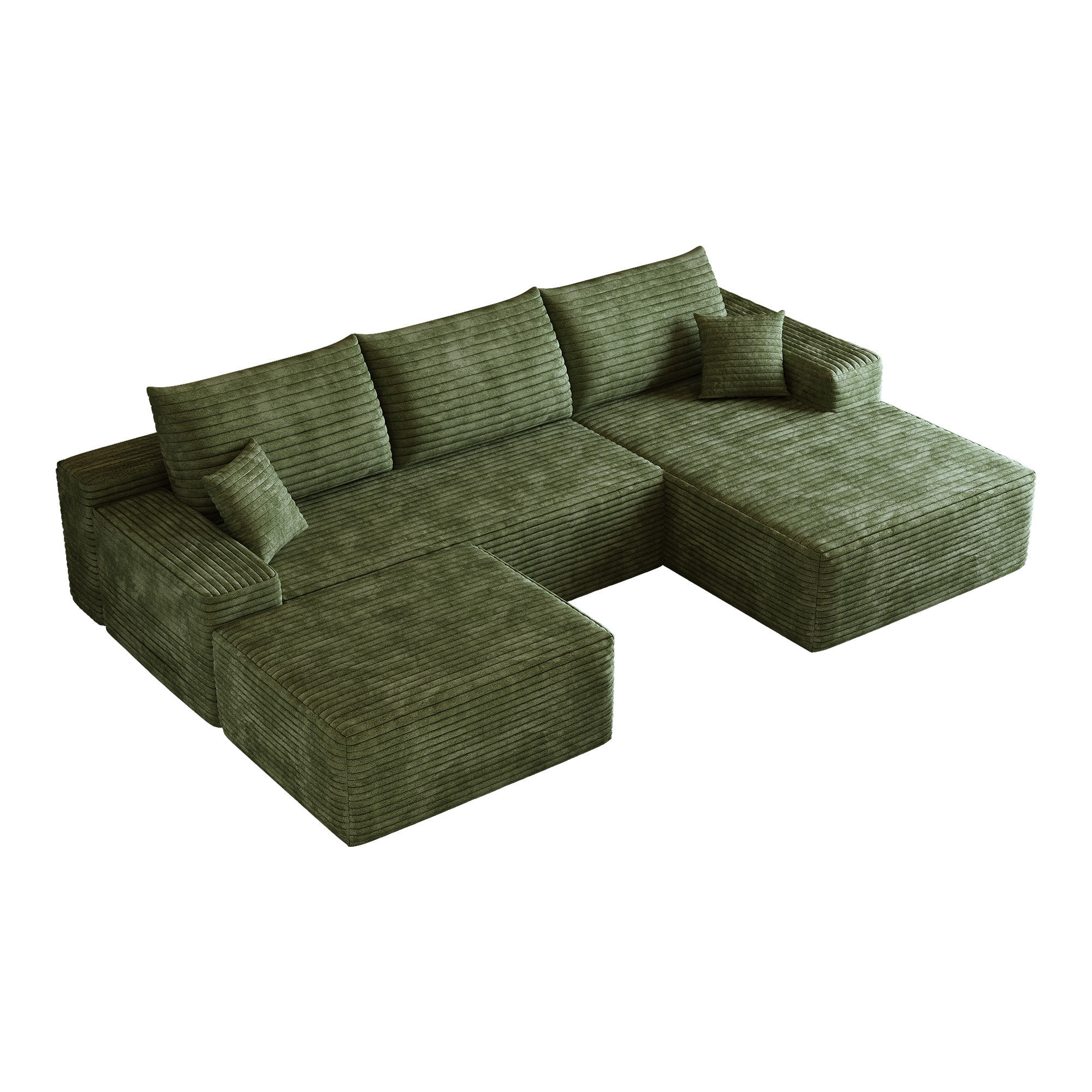 WOHNLANDSCHAFT DE-34857 U-Form 2-Sitzer Chaiselongue rechts Grün - Grün, Textil (175/83/270cm) - ComfortXL