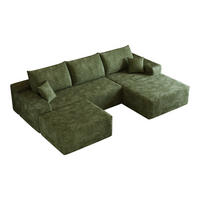 WOHNLANDSCHAFT DE-34857 U-Form 2-Sitzer Chaiselongue rechts Grün - Grün, Textil (175/83/270cm) - ComfortXL