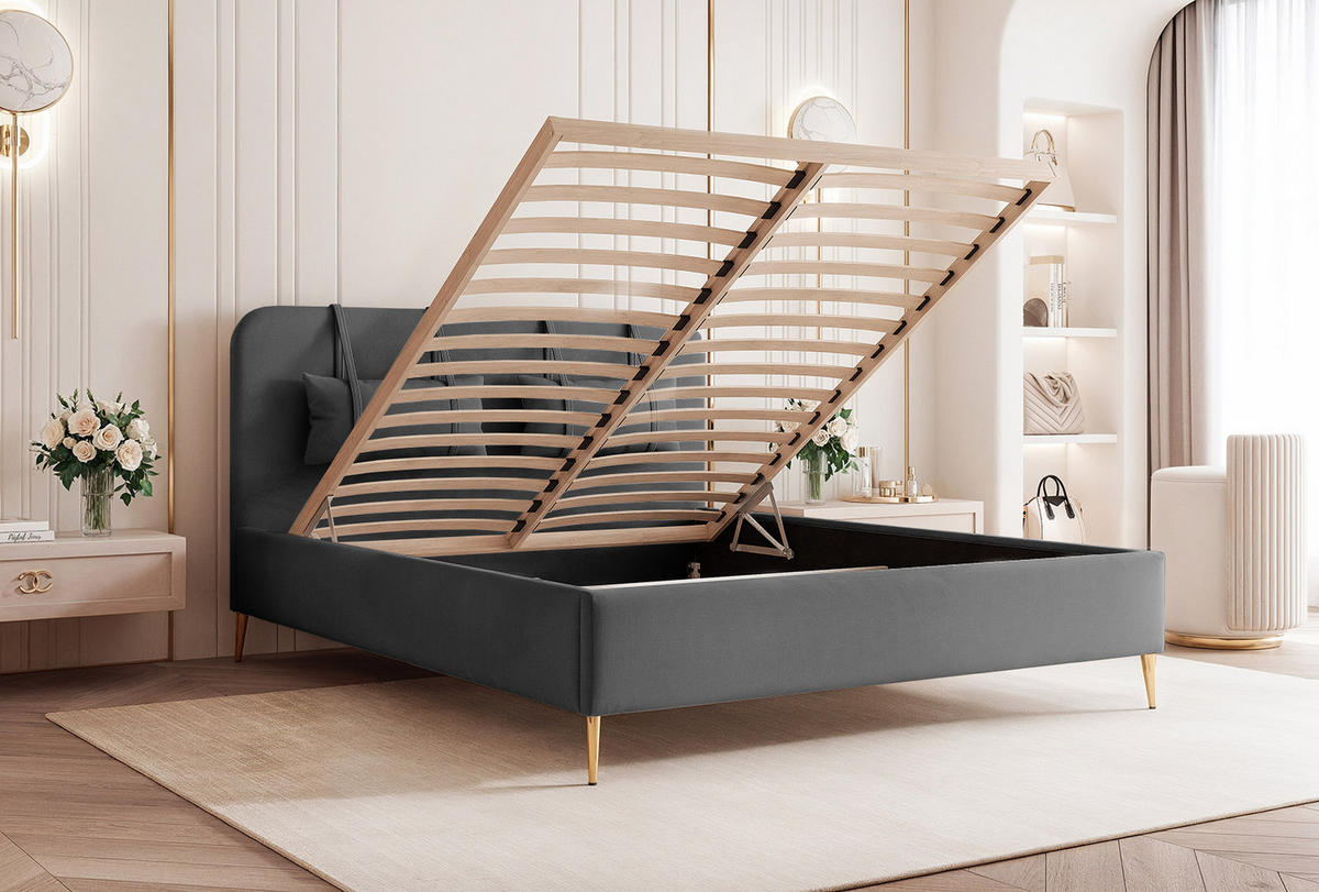 POLSTERBETT Rexal 120x200 cm, Anthrazit - Anthrazit, Textil (200/120cm) - Fedve