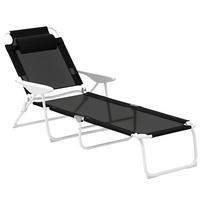 SONNENLIEGE DE-07702 klappbar, 4-fach verstellbar Schwarz - Schwarz, Metall (66/98/160cm) - ComfortXL