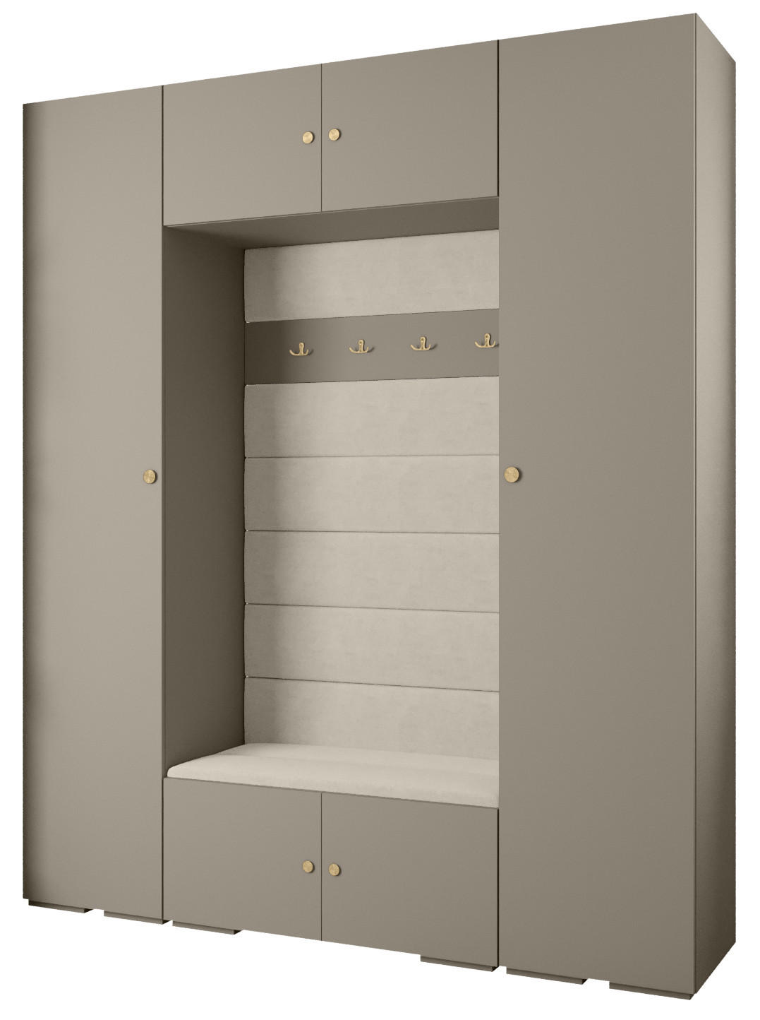 Abiks Möbel Garderoben-Set Kaschmir, Beige, Gold 200x236.7x47 cm