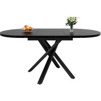 ESSTISCH 100/140/100 cm in Schwarz mit Marmoroptik und Ausziehfunktion - Schwarz, Holzwerkstoff (100/140/75.5cm) - Flora Grace