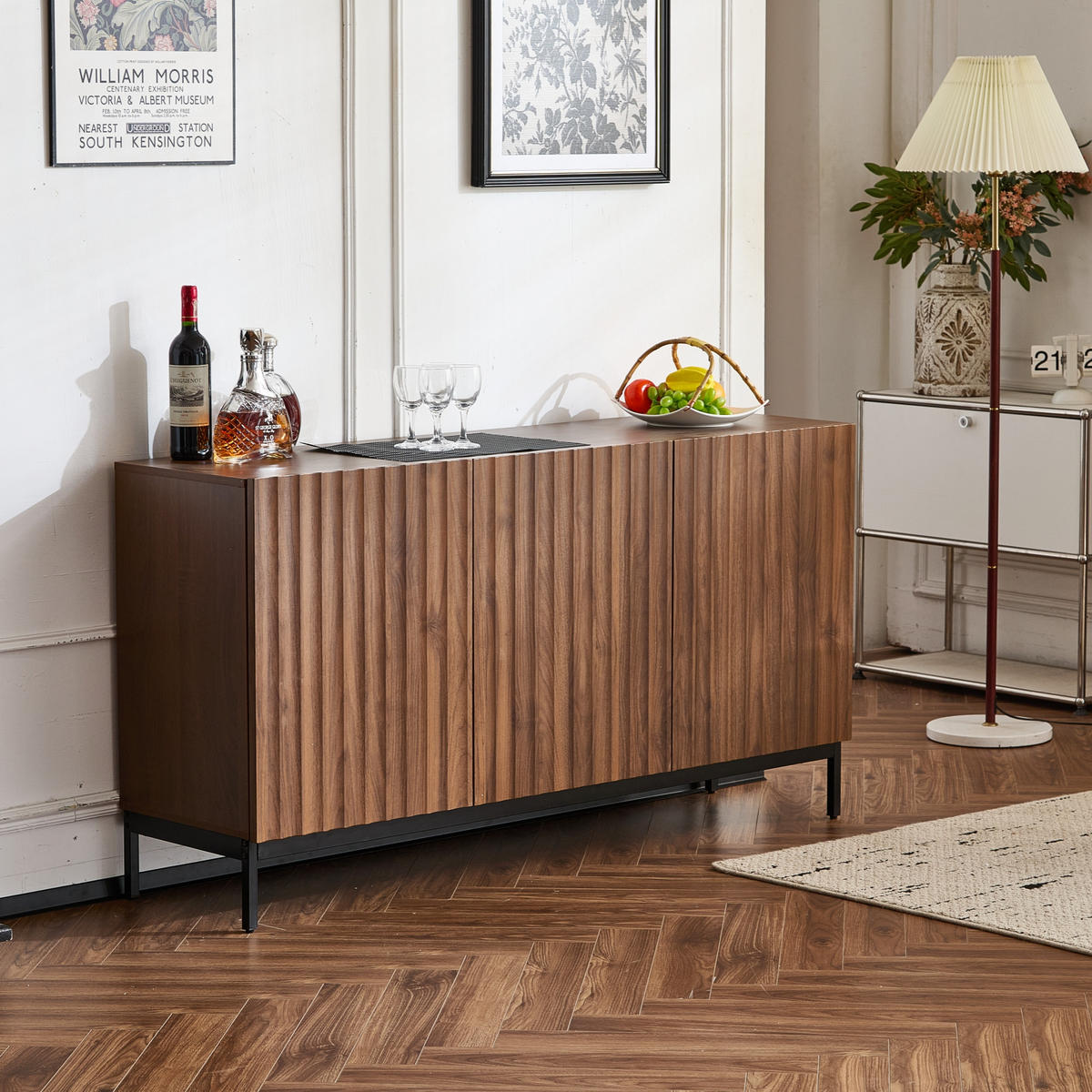 SIDEBOARD 150x40x80 cm mit 3 Türen und Eiche-Dekor - Naturfarben, Holzwerkstoff (150/80/40cm)
