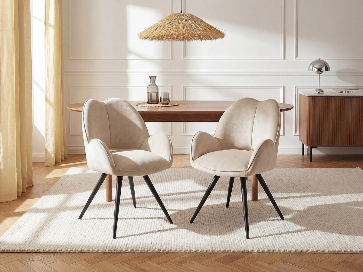 STUHL - 60 cm x 66 cm - Stoff - Beige - GULSUN - Beige, Textil (60/86/66cm) - Vente-Unique