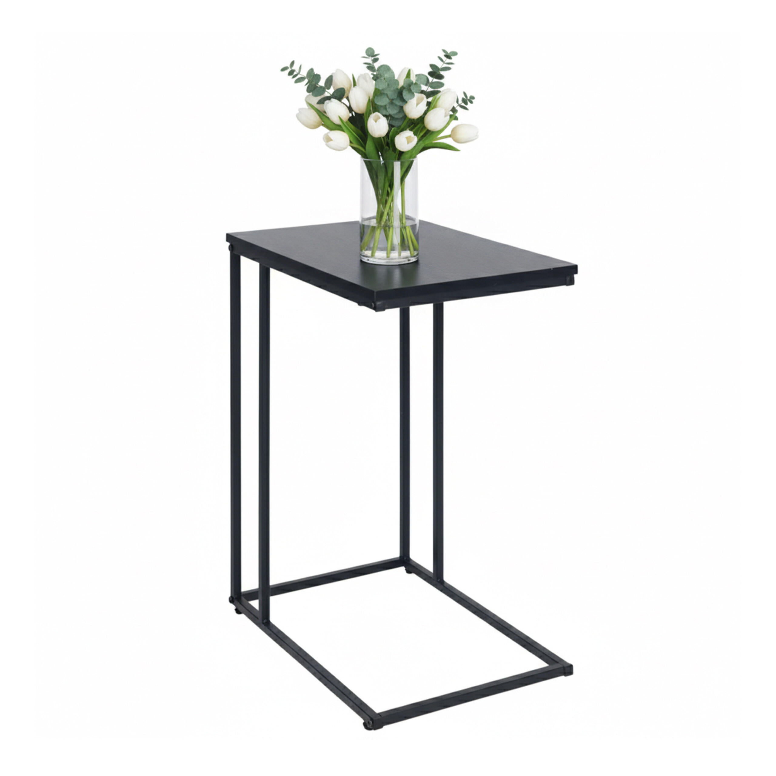 Relaxdays ODKLÁDACÍ STOLEK Černý tvar C MDF 64 cm