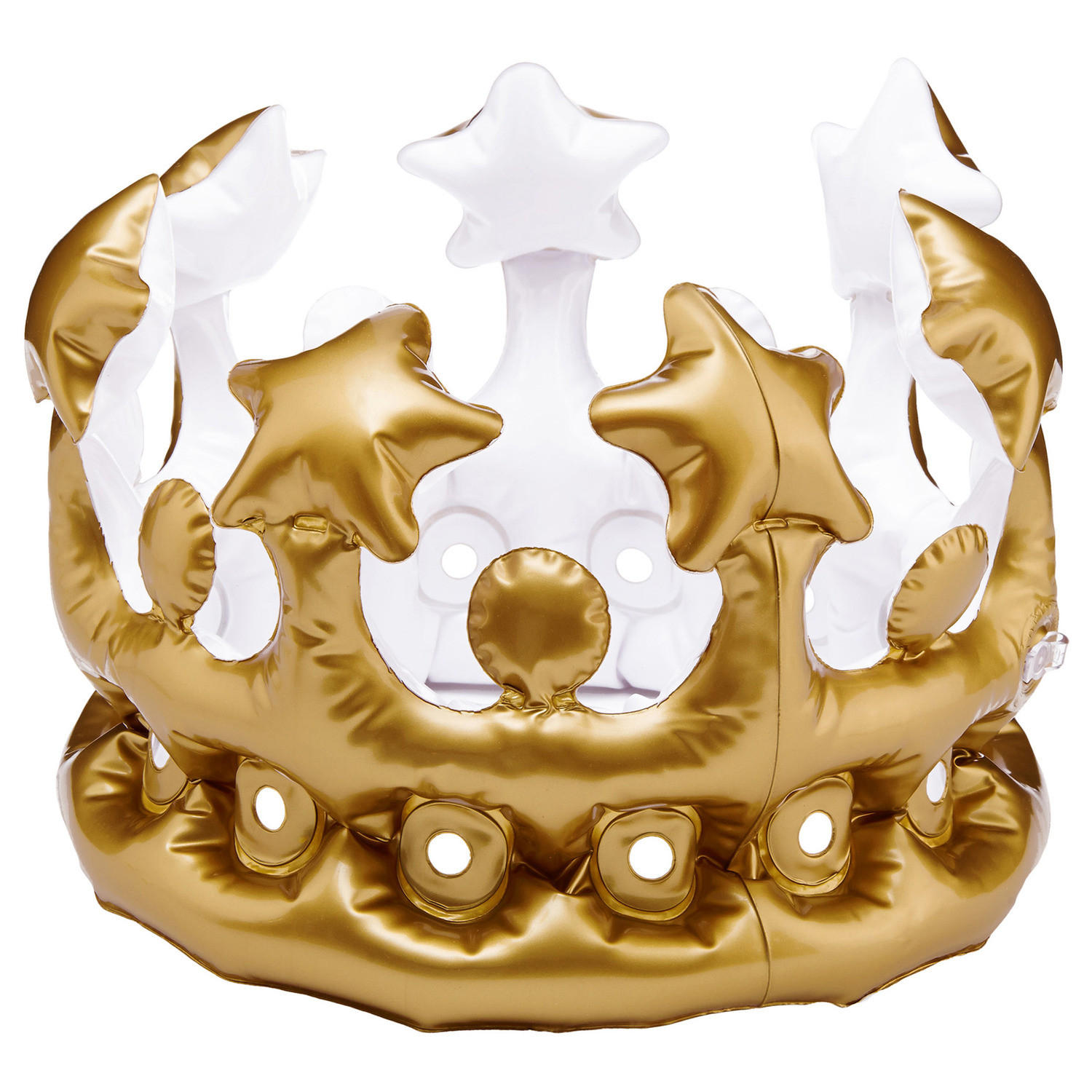 AUFBLASBARE PARTYKRONE Air Royal - Goldfarben, Kunststoff (2/18/13cm) - Butlers