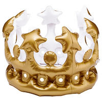 AUFBLASBARE PARTYKRONE Air Royal - Goldfarben, Kunststoff (2/18/13cm) - Butlers