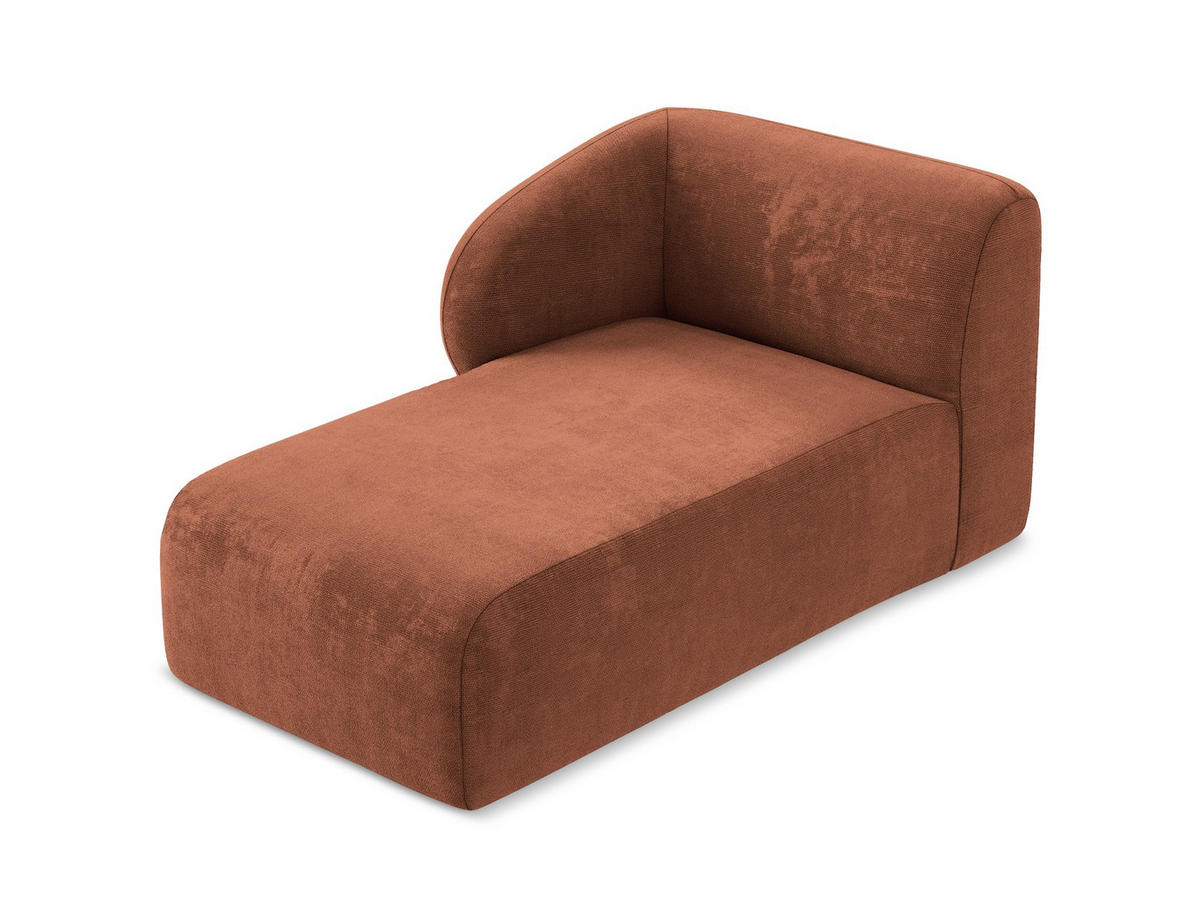 SOFAELEMENT Links Chenille Stoff Orange - Terra cotta/Schwarz, Holzwerkstoff/Kunststoff (91/75/166cm) - Makamii