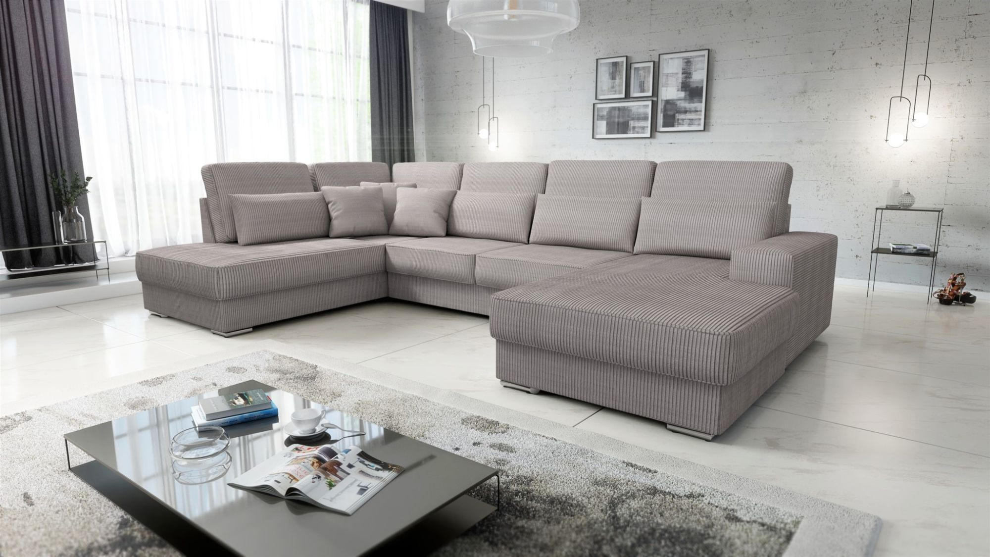 WOHNLANDSCHAFT Nevio In Scala - Graubraun, Holzwerkstoff/Textil (401/88/226cm) - Fun Möbel