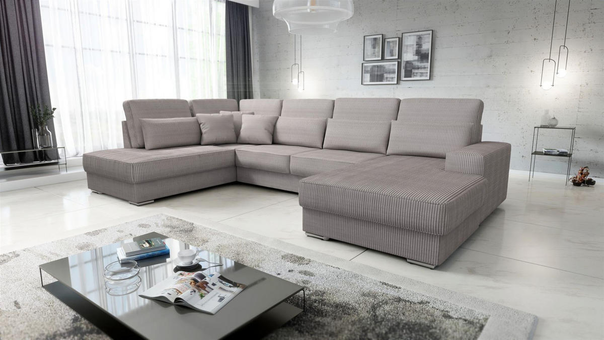 WOHNLANDSCHAFT Nevio In Scala - Graubraun, Holzwerkstoff/Textil (401/88/226cm) - Fun Möbel