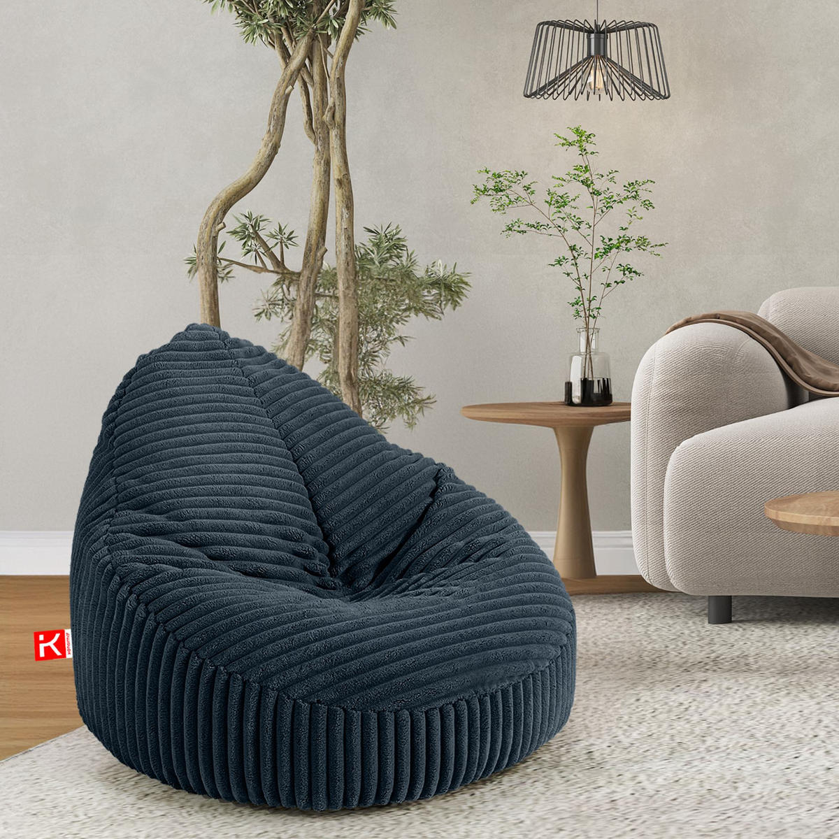 SITZSACK COSMO II aus Kordstoff, Dunkelblau - Dunkelblau, Textil (85/80/85cm) - KONSIMO®