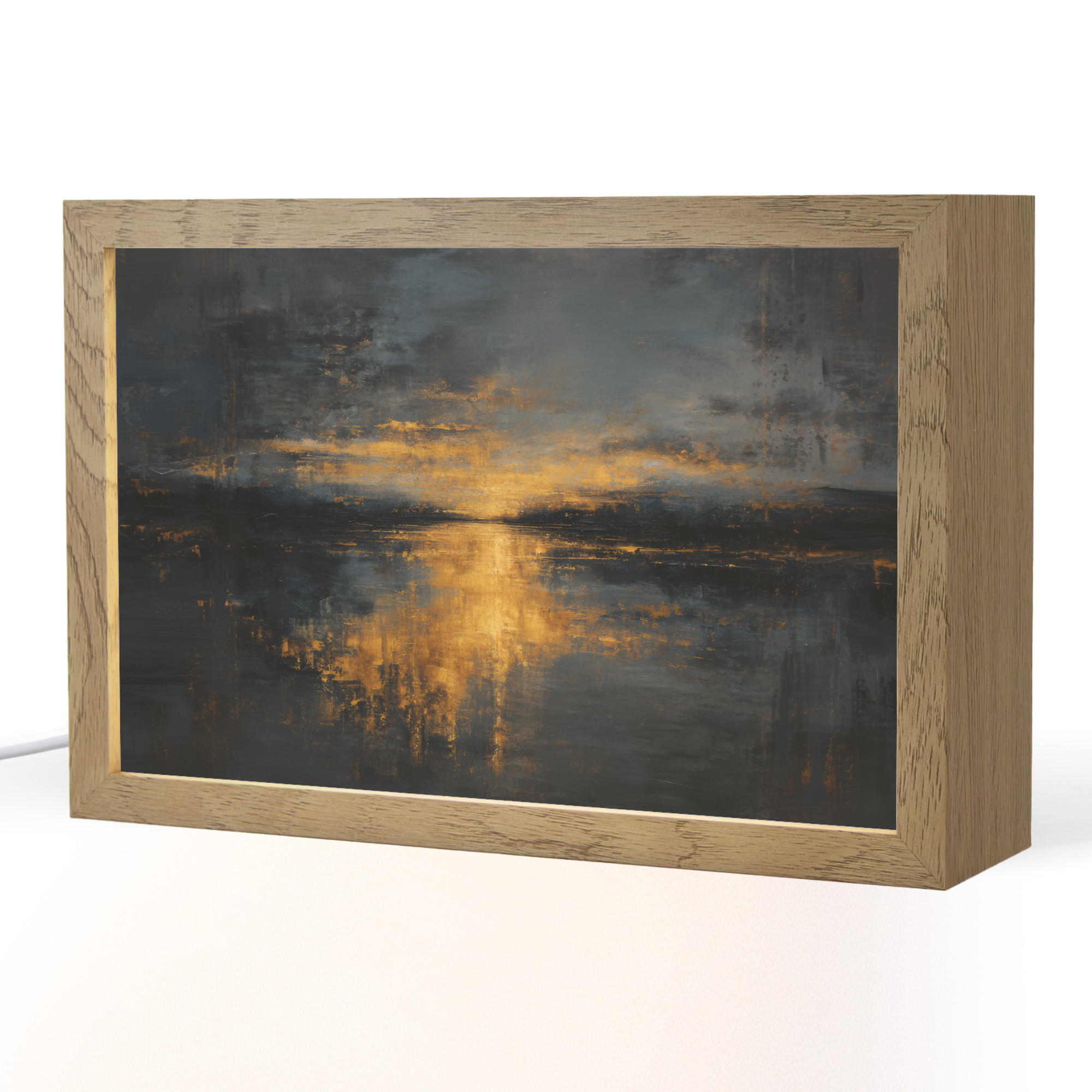 TISCHLEUCHTE Goldene Reflexion auf dem Wasser 30x20 cm - Beere, Holzwerkstoff (8/30/20cm) - OnlyWow