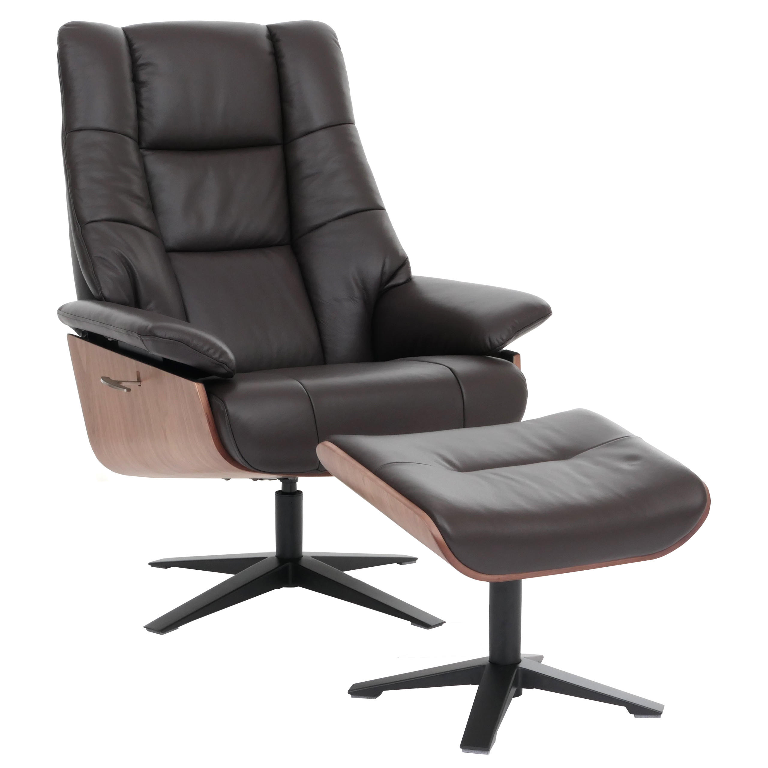RELAXSESSEL + HOCKER Braun - Braun, Leder (81/105/106cm) - MCW