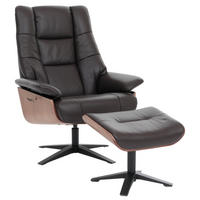 RELAXSESSEL + HOCKER Braun - Braun, Leder (81/105/106cm) - MCW