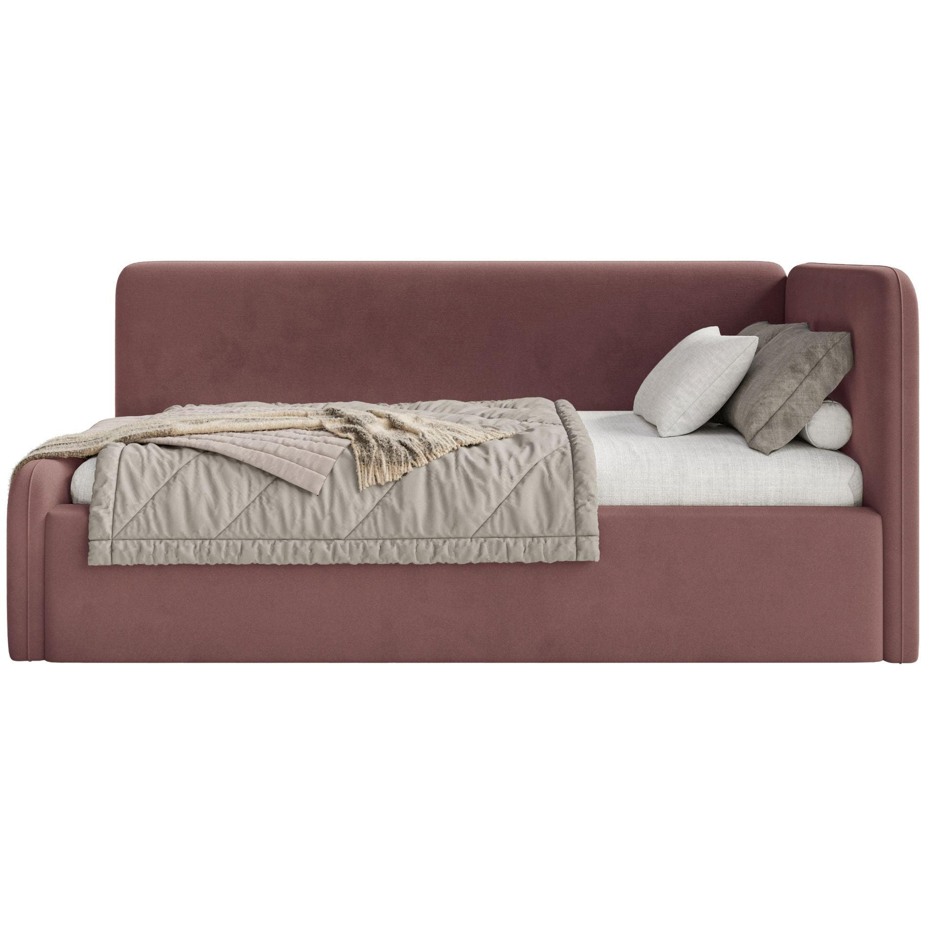 JUGENDBETT Fanko Samt Rosa 90x200 cm - Pink/Schwarz, Kunststoff/Textil (90/200cm) - Selsey