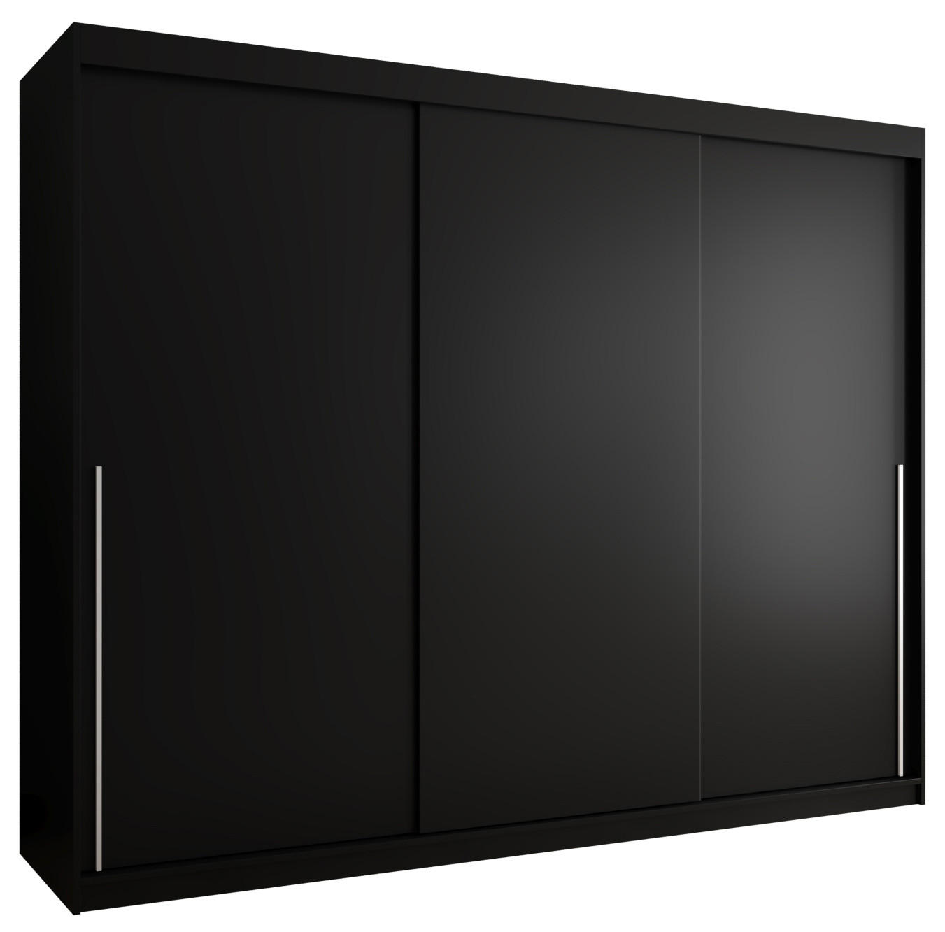 SCHIEBETÜRENSCHRANK 250 cm Breite, schwarz mit silbernem Griff - Silberfarben/Schwarz, Holzwerkstoff (250/200/62cm) - Home Collective