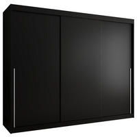SCHIEBETÜRENSCHRANK 250 cm Breite, schwarz mit silbernem Griff - Silberfarben/Schwarz, Holzwerkstoff (250/200/62cm) - Home Collective