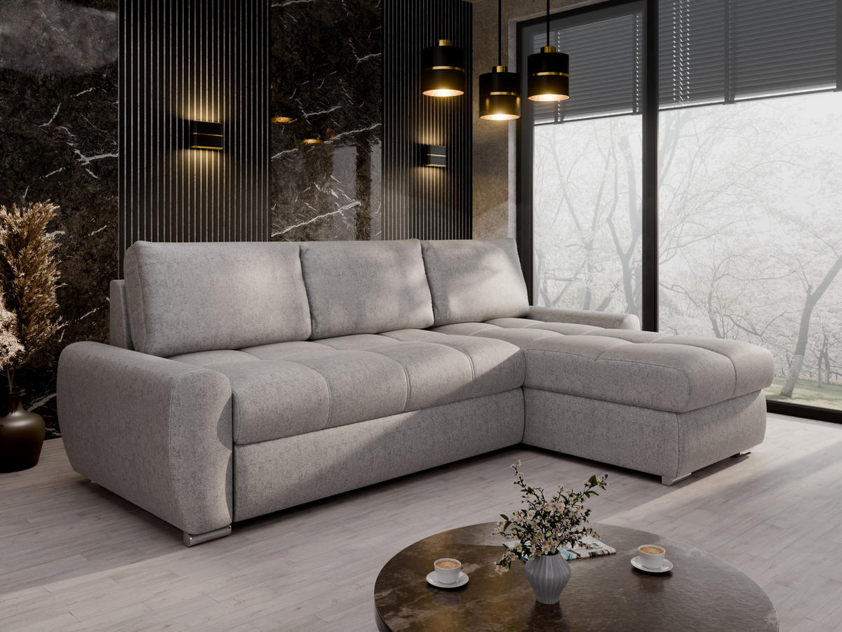 ECKSCHLAFSOFA Lunar Schlafsofa mit Bettkasten, Silberfarben - Silberfarben, Holz (237/166cm) - Panda Möbel