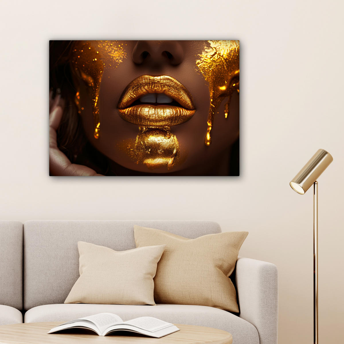 OBRAZ NA PLÁTNĚ Žena - Zlato - Luxus - Portrét 80x60 cm - zlatá, textil (80/60cm) - MuchoWow