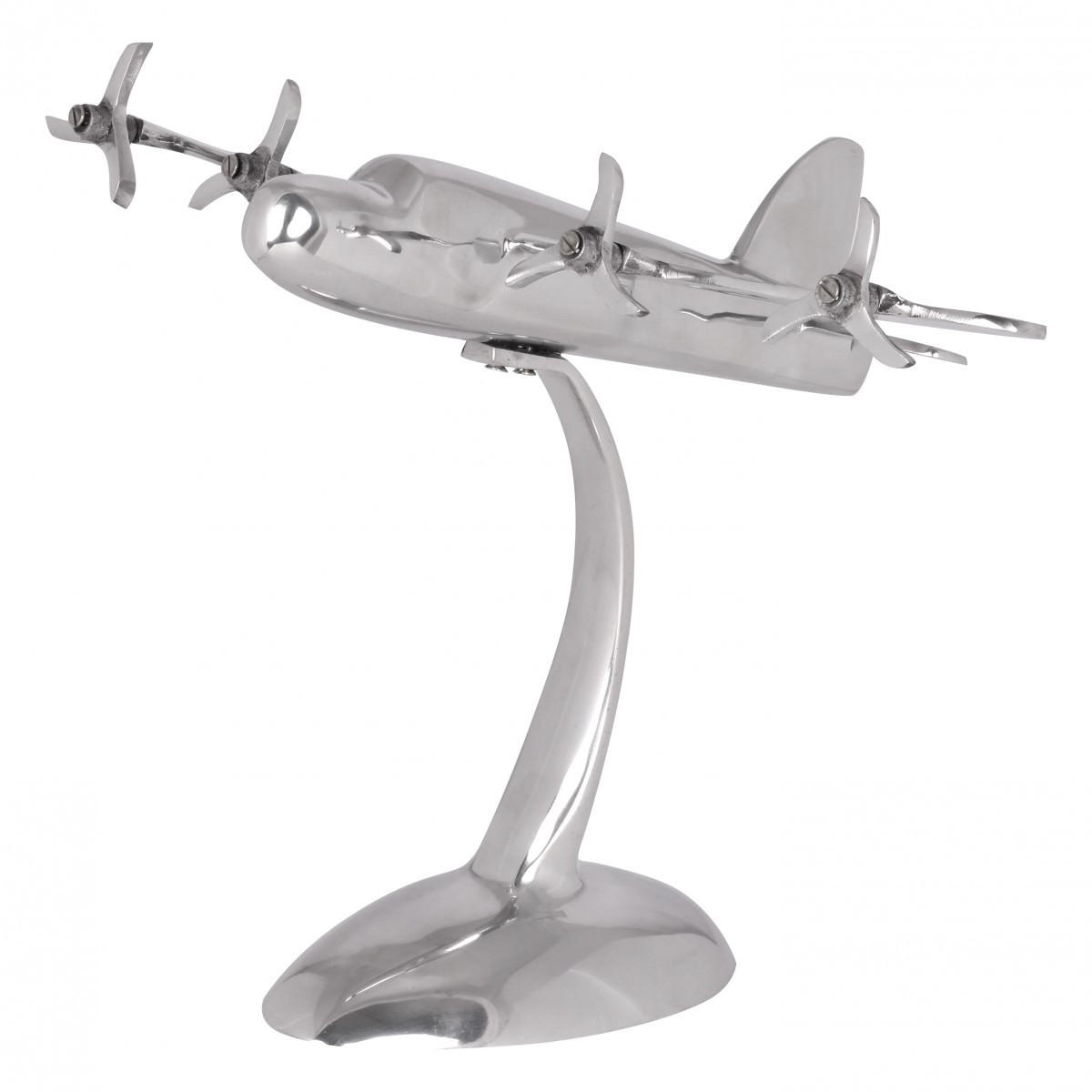 DEKOFIGUR Flugzeugpropeller Aluminium Silber 42x30 cm handgefertigt - Silberfarben, Metall (42/42/30cm) - KADIMA DESIGN