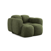 SESSEL Chenille Stoff Grün - Schwarz/Olivgrün, Holzwerkstoff/Kunststoff (120/72/115cm) - Makamii