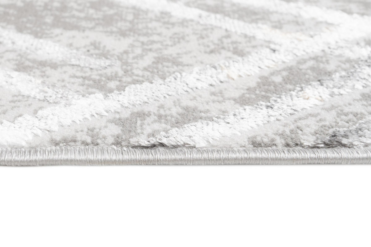 LÄUFER Crystal Hellgrau Marmor Optik 80/1300 cm - Hellgrau, Textil (80/1300cm) - Tapiso