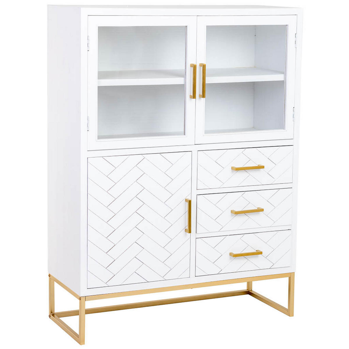 VITRINE mit 3 türen und 3 schubladen, holz, 100x40x135 cm - Weiß, Holz (100/135/40cm) - Wanderlust