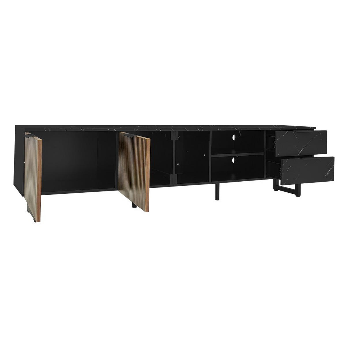 LOWBOARD in Schwarz mit verstellbarer LED-Beleuchtung - Schwarz, Holz (38/50/200cm) - KOMHTOM