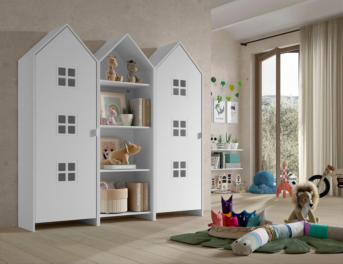 REGALSCHRANK Set Kania 173x37x171 MDF Weiß /Bunt - Weiß, Holzwerkstoff (173/171/37cm) - 58aufmkessel