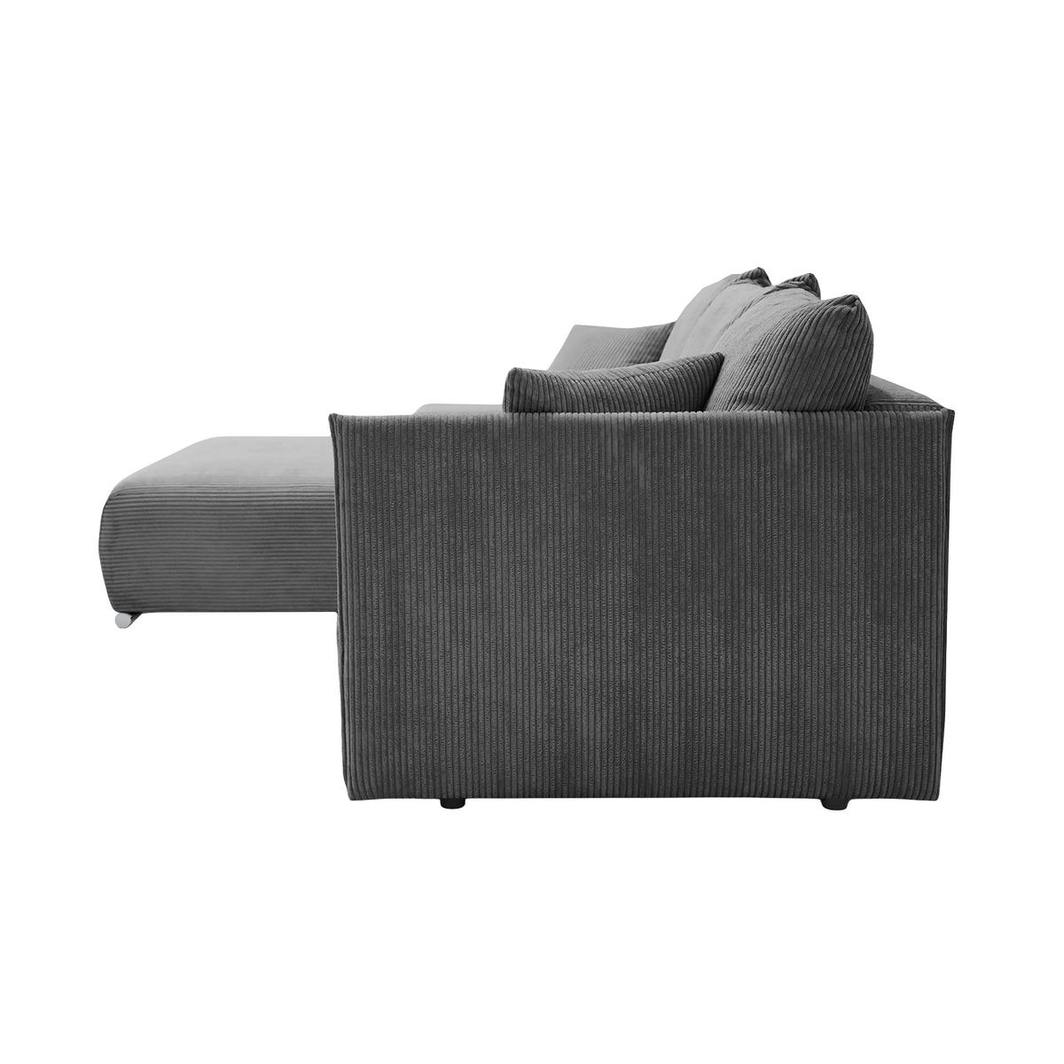 ECKSOFA TRAWANGA L mit Schlaffunktion, Grau - Grau, Textil (246/188cm) - Fedve