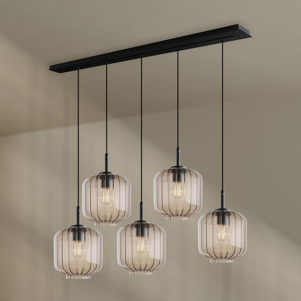 HÄNGELEUCHTE Velo 5-flammig Klar Ø 20cm - Klar/Schwarz, Glas (20/20/20cm) - s.luce