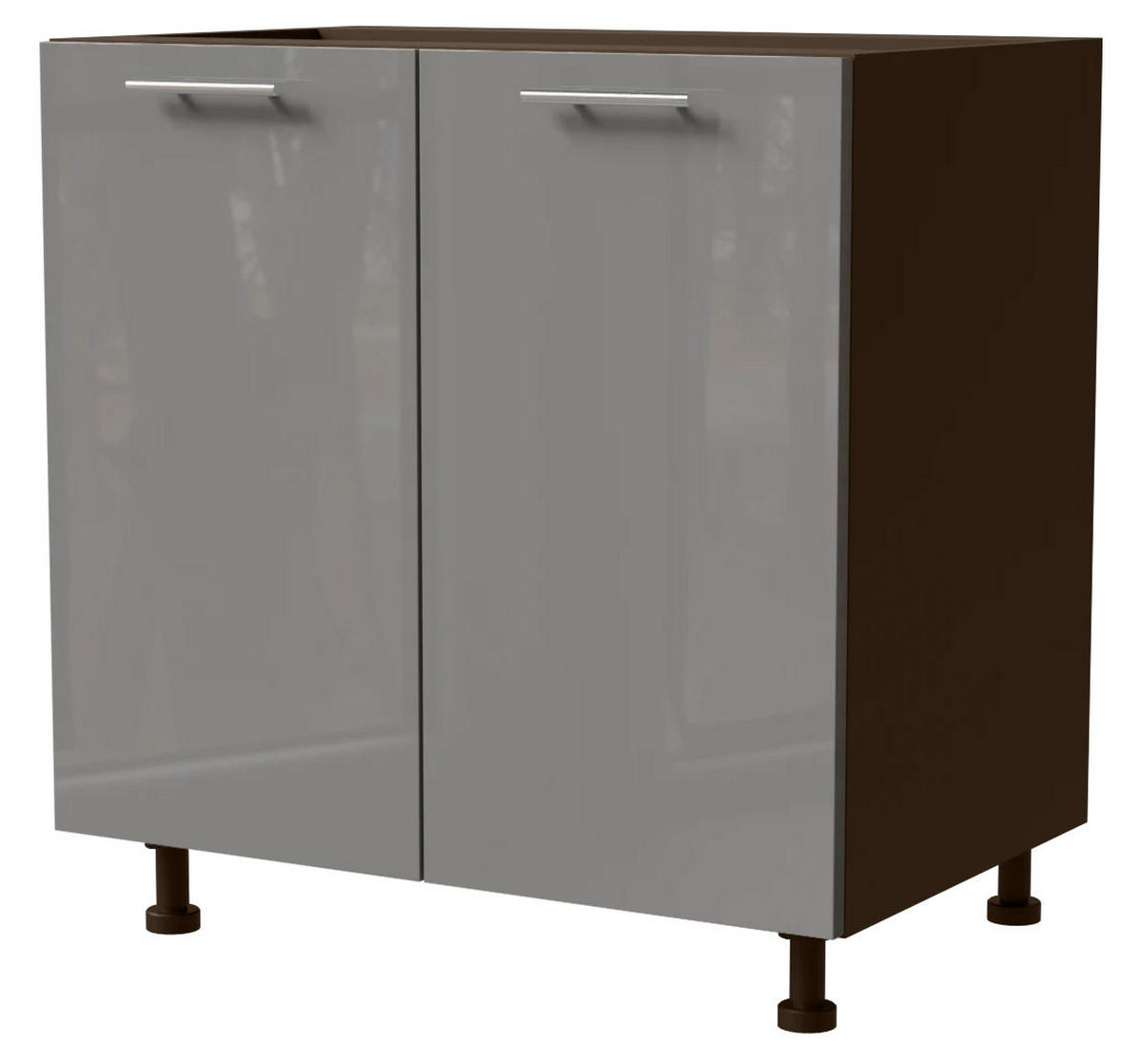 KÜCHENUNTERSCHRANK Essen D11/80 Grau Hochglanz / Lava Matt 80 / 50 / 82cm - Dunkelgrau/Grau, Holz/Holzwerkstoff (80/82/50cm) - Feldmann-Wohnen