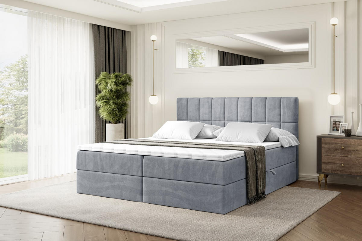 BOXBETT mit Matratze H3 und Lattenrost - MIAMI - 140x200 cm Grau - Grau, Holzwerkstoff (140/200cm) - ALTDECOR