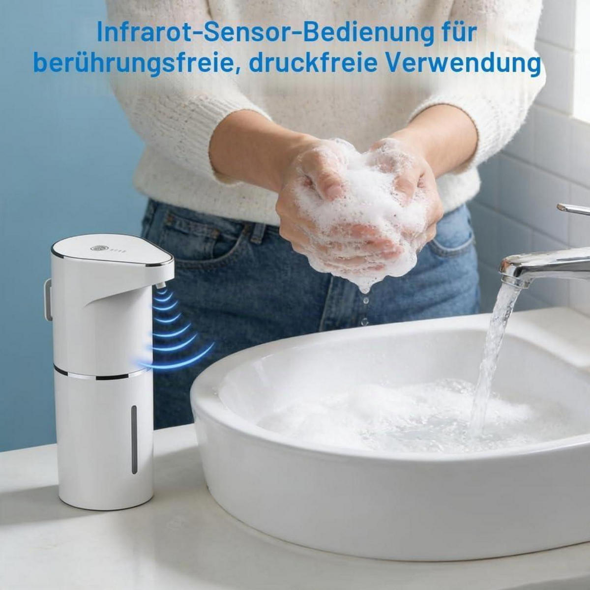 SEIFENSPENDER Automatisch Weiß USB Wiederaufladbar 350ml - Weiß, Kunststoff (11.6/7.5/19.6cm)