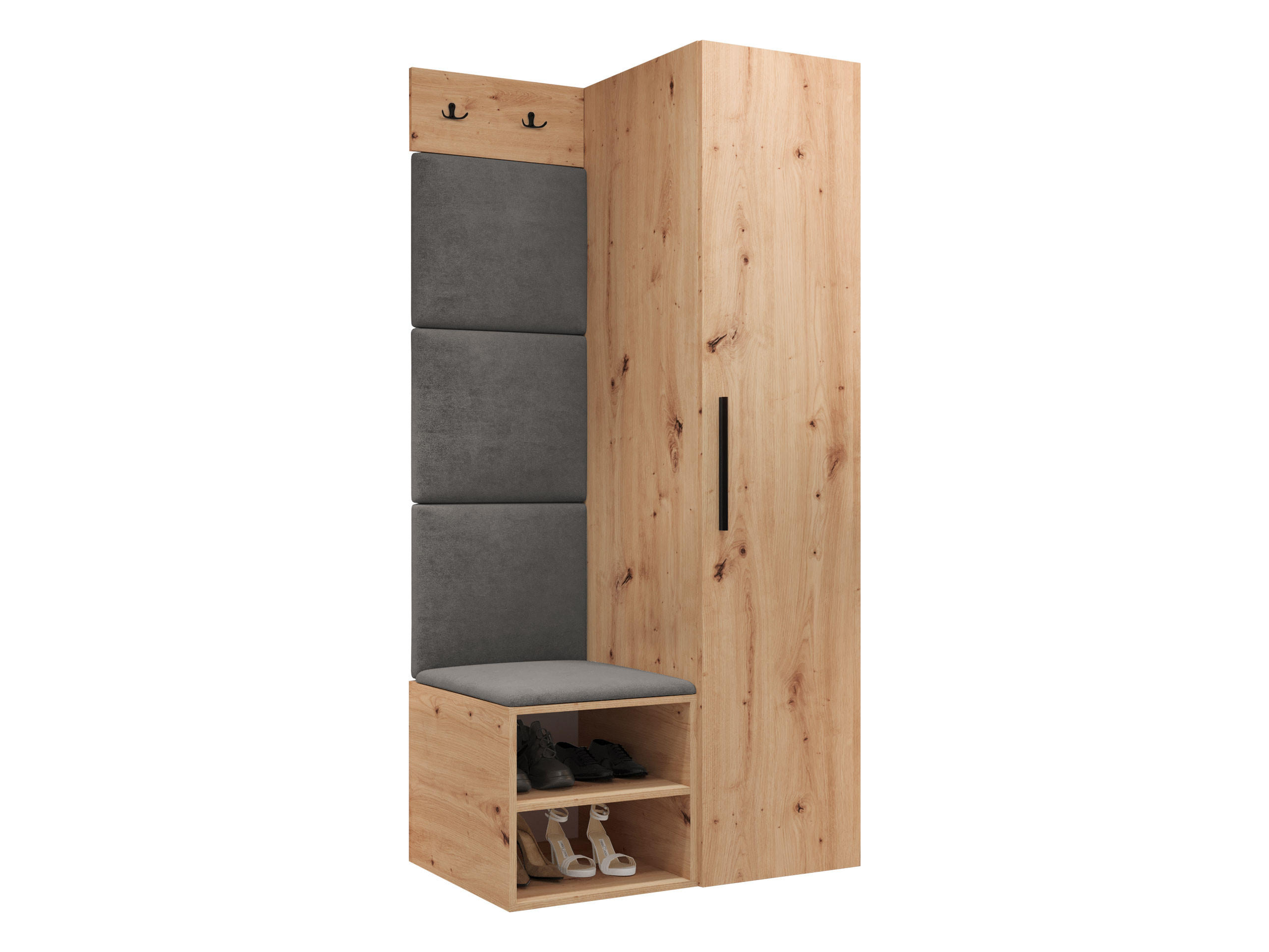 GARDEROBEN-SET Medi III - Schwarz/Eiche Artisan, Holzwerkstoff/Kunststoff (40/191/50cm) - MIRJAN24