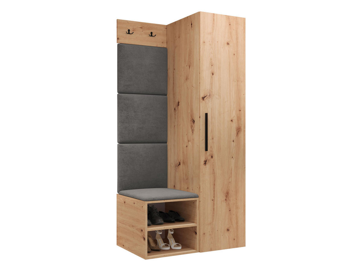 GARDEROBEN-SET Medi III - Schwarz/Eiche Artisan, Holzwerkstoff/Kunststoff (40/191/50cm) - MIRJAN24