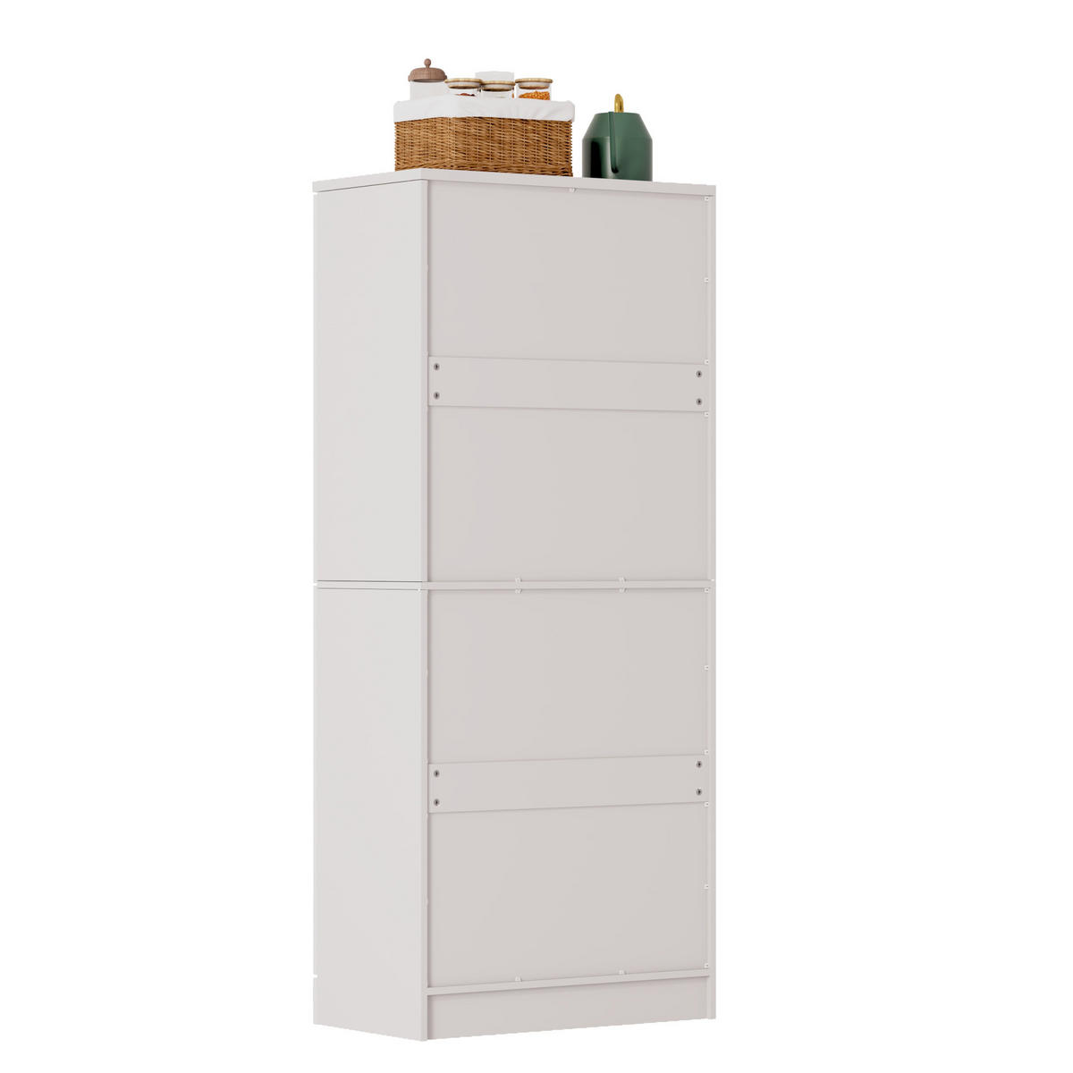 BUFFETSCHRANK 76/42/180 cm mit 4 Türen, höhenverstellbaren Böden und Metallgriffen aus MDF, Weiß Hochglanz - Silberfarben/Weiß, Holzwerkstoff (42/180/76cm) - Redom