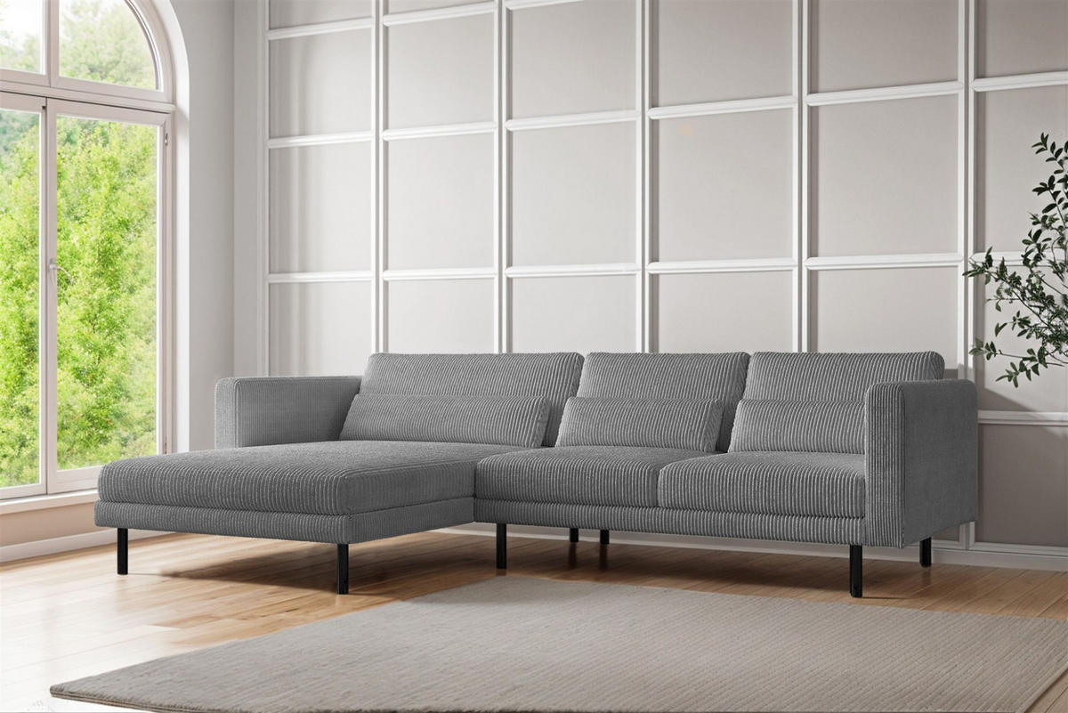 ECKSOFA Agada In Poso - Grau, Holzwerkstoff/Textil (281/174cm) - Fun Möbel