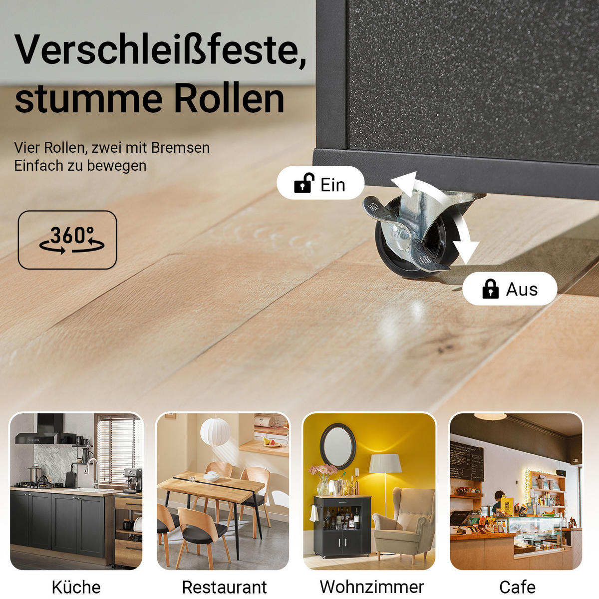 KÜCHENWAGEN mit Arbeitsplatte, Servierwagen, Schwarz - Schwarz, Holzwerkstoff (82/88/46cm) - SoBuy