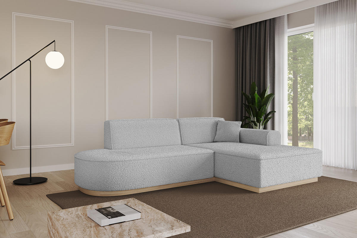 ECKSOFA Ottomane Rechts IREA-L1 - 232x165x80 cm Hellgrau - Hellgrau, Holzwerkstoff/Textil (232/165cm) - ALTDECOR