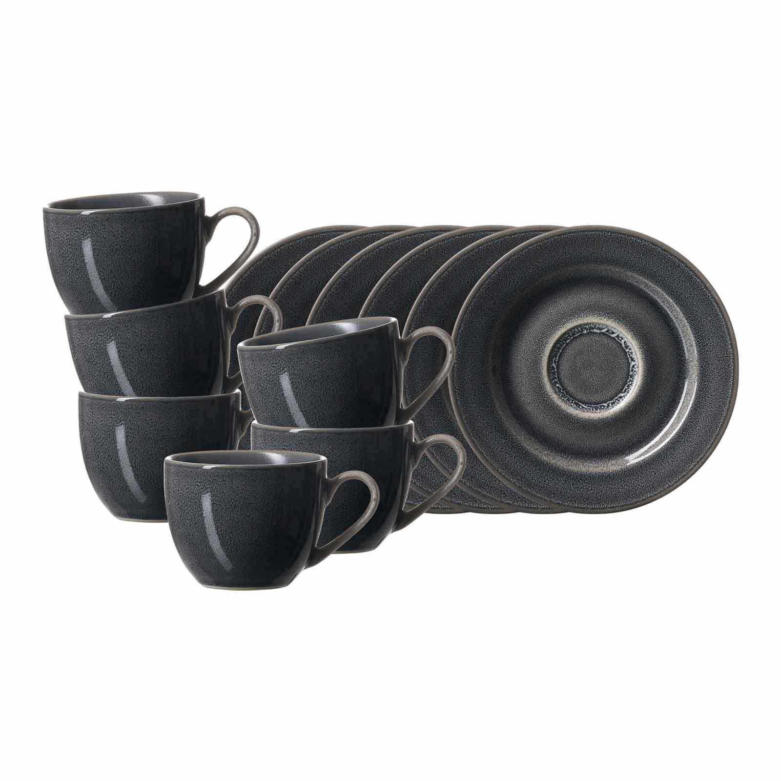 ESPRESSOTASSEN MIT UNTERTASSEN Toledo dunkelgrau 90 ml 6er Set - Dunkelgrau, Keramik (0.09L) - Ritzenhoff Breker