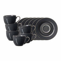 ESPRESSOTASSEN MIT UNTERTASSEN Toledo dunkelgrau 90 ml 6er Set - Dunkelgrau, Keramik (0.09L) - Ritzenhoff Breker