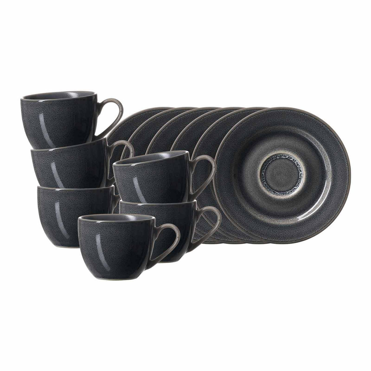 ESPRESSOTASSEN MIT UNTERTASSEN Toledo dunkelgrau 90 ml 6er Set - Dunkelgrau, Keramik (0.09L) - Ritzenhoff Breker